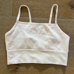 Fabletics Light Pink Ribbed Sports Bra | S